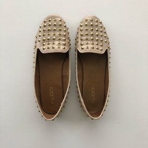 ALDO Gold Studded Nude Loafers